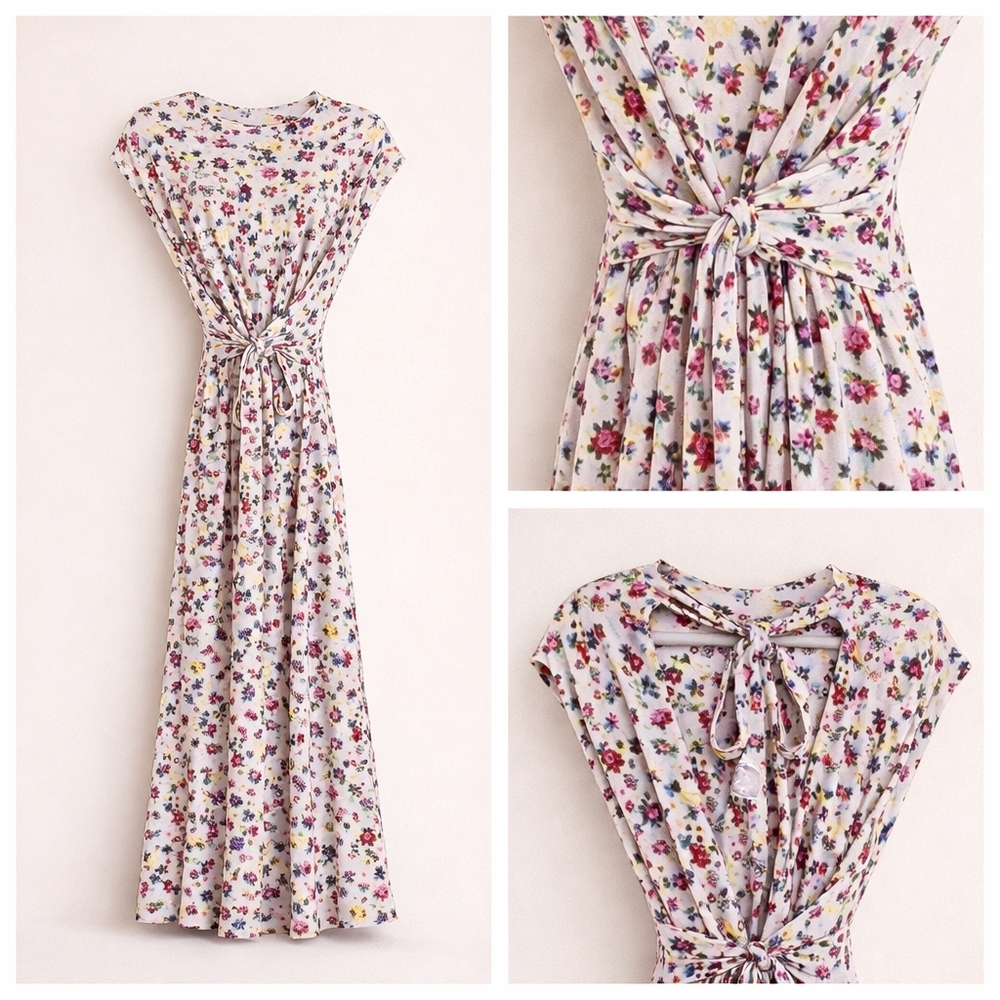 Free People Vibe Check Floral Waist Tie Jumpsuit Romper Small Boho Cottagecore